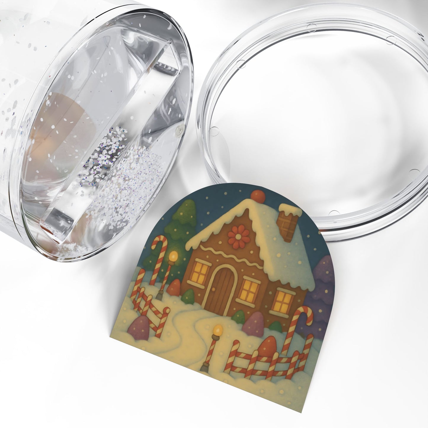 Gingerbread House Snow Globe – Whimsical Holiday Scene with Two-Sided Print
