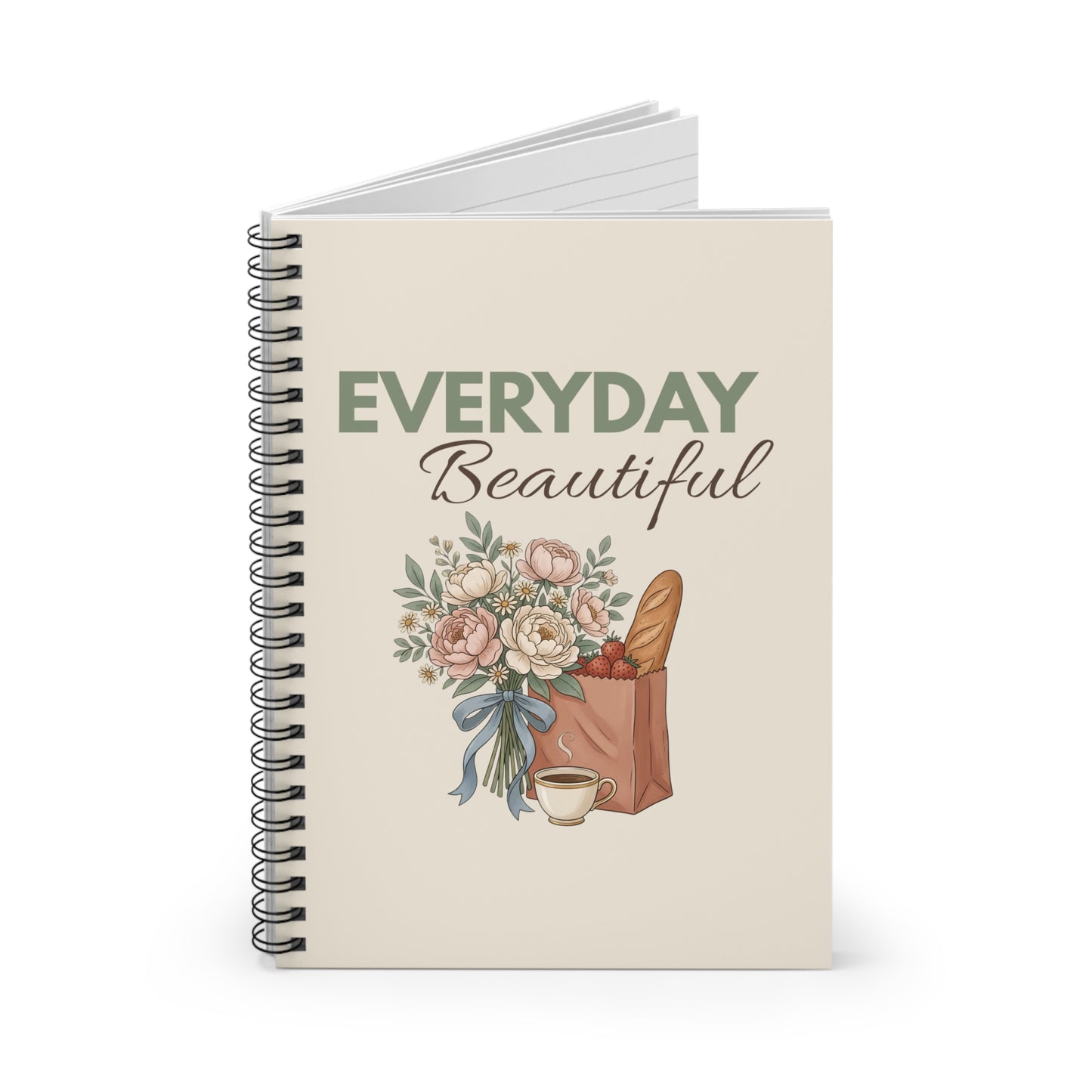 Everyday Beautiful Spiral Notebook — Floral Grocery Bouquet Ruled Journal