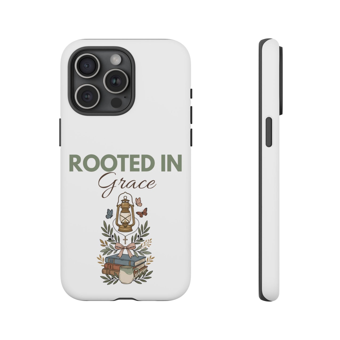 Rooted in Grace Phone Case — Floral Lantern Christian Protective Cover