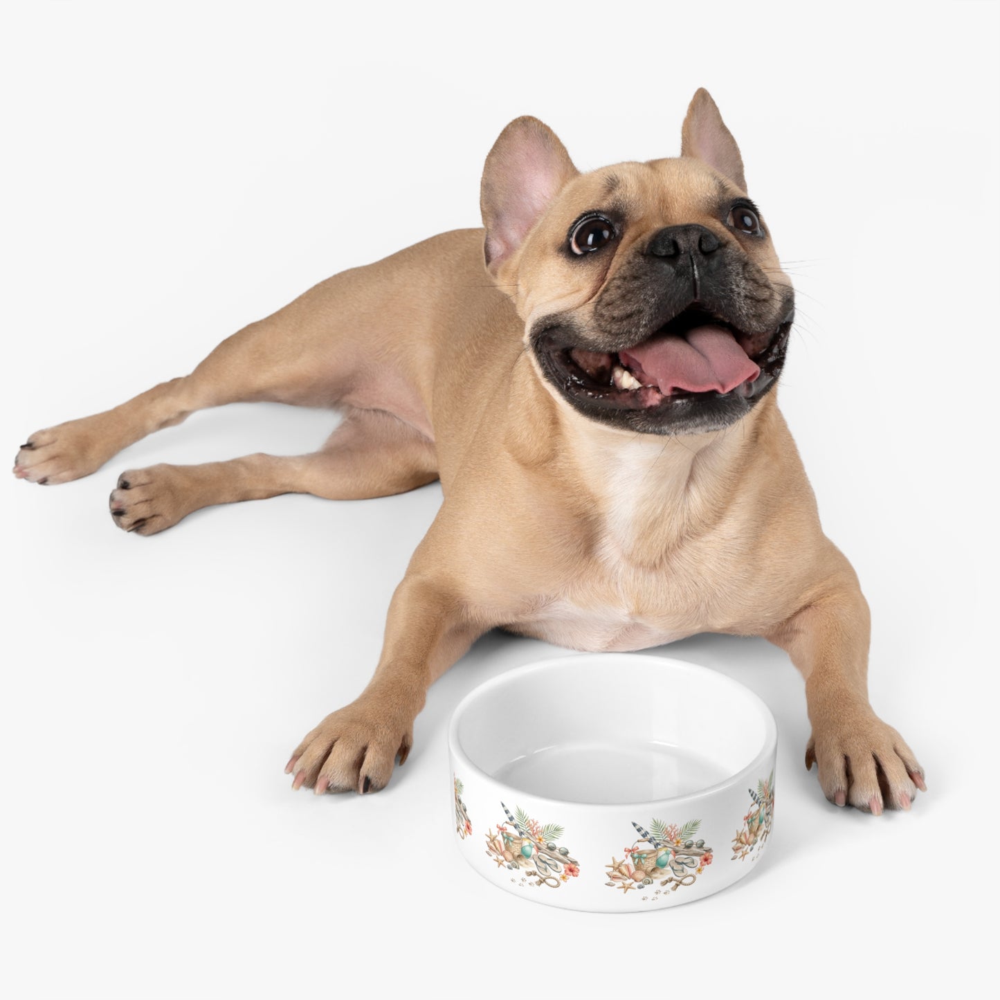 Coastal Seashell Pet Bowl — Beachy Nautical Dog Feeding Dish