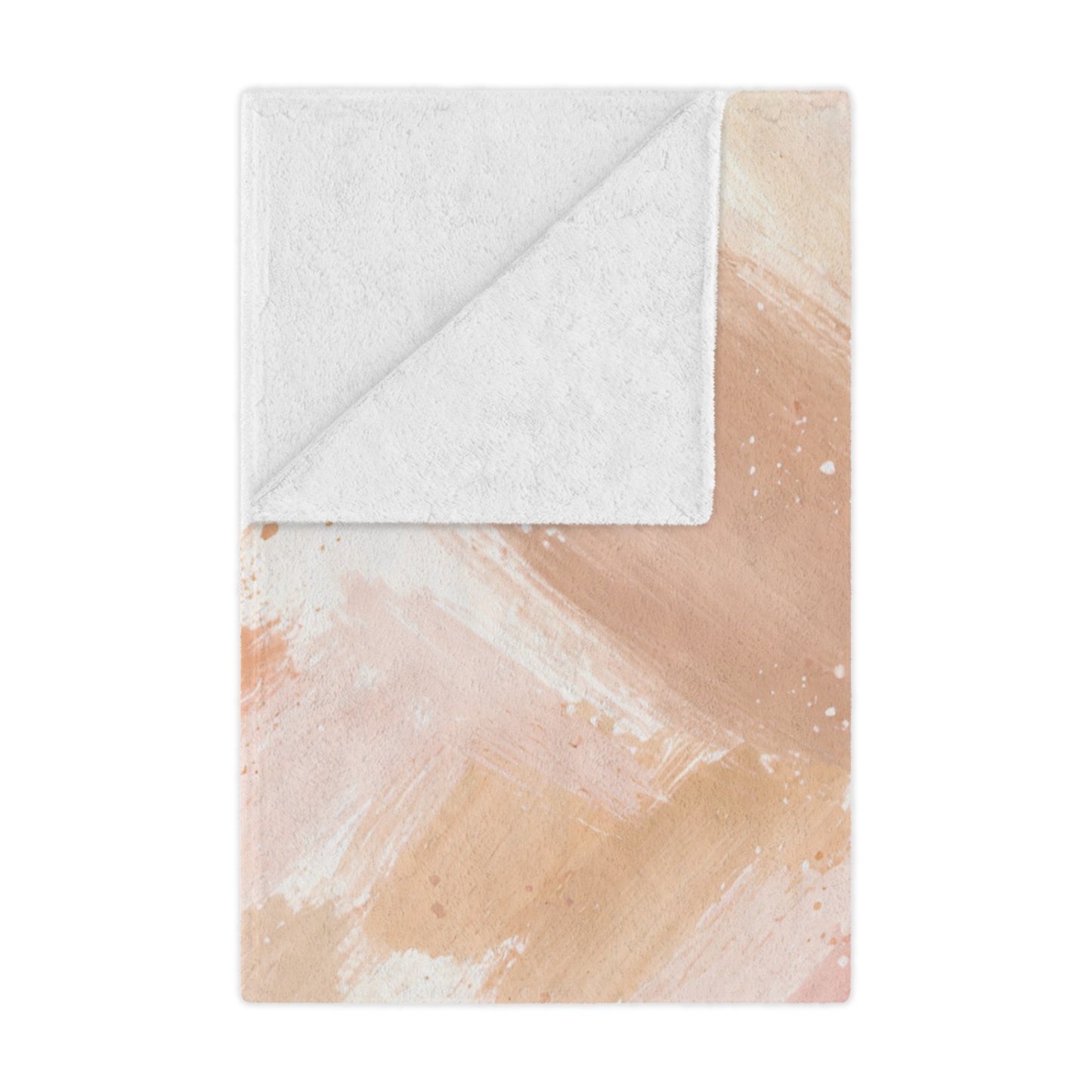 Abstract Blush Minky Blanket — Soft Pink & Beige Brushstroke Throw