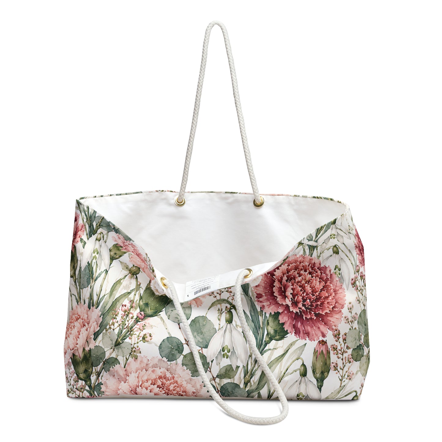 Floral Carnation Weekender Bag — Pink Botanical Travel Tote