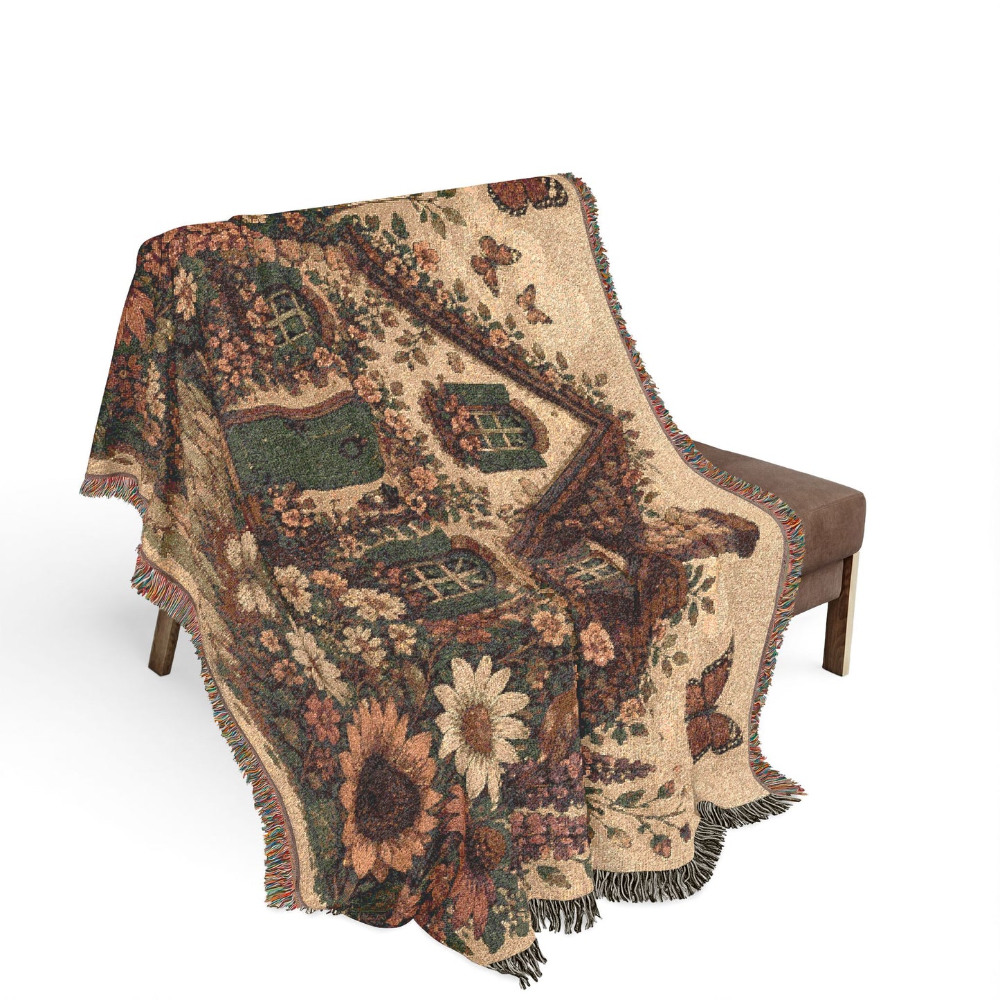 Cottage Garden Woven Blanket — Cozy Floral House Throw