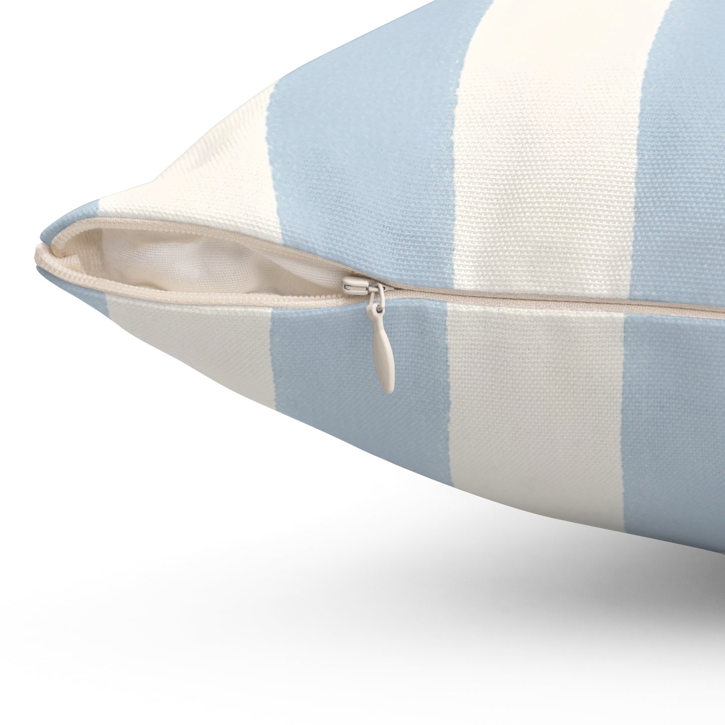 Striped Coastal Throw Pillow — Light Blue & White Square Accent Pillow