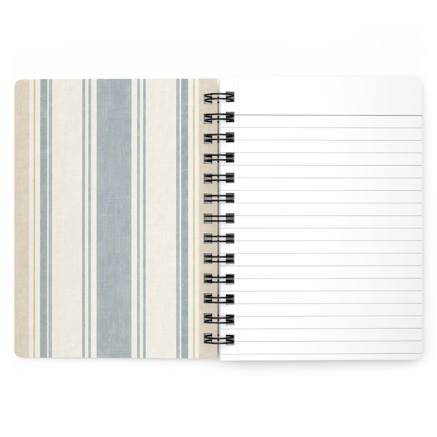 Striped Spiral Journal — Blue Neutral Vintage Notebook
