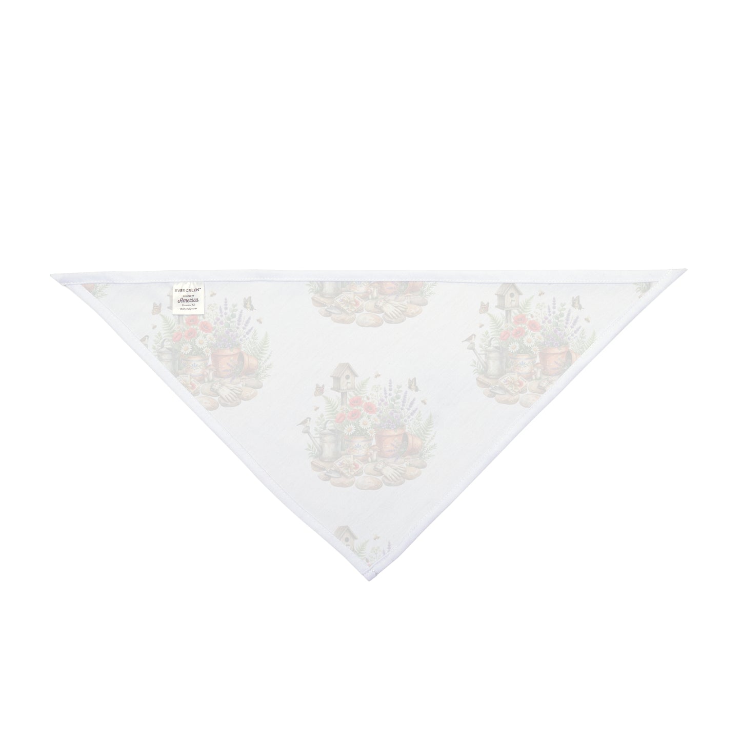 Floral Garden Pet Bandana — Watercolor Birdhouse & Potted Flowers