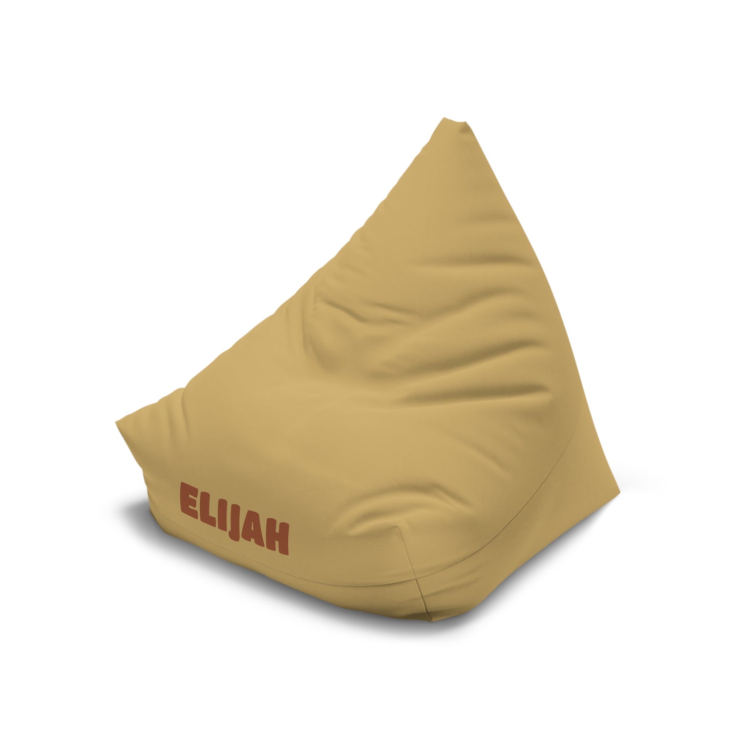 Personalized Kids Bean Bag Cover — Mustard Yellow with Bold Name (Elijah)