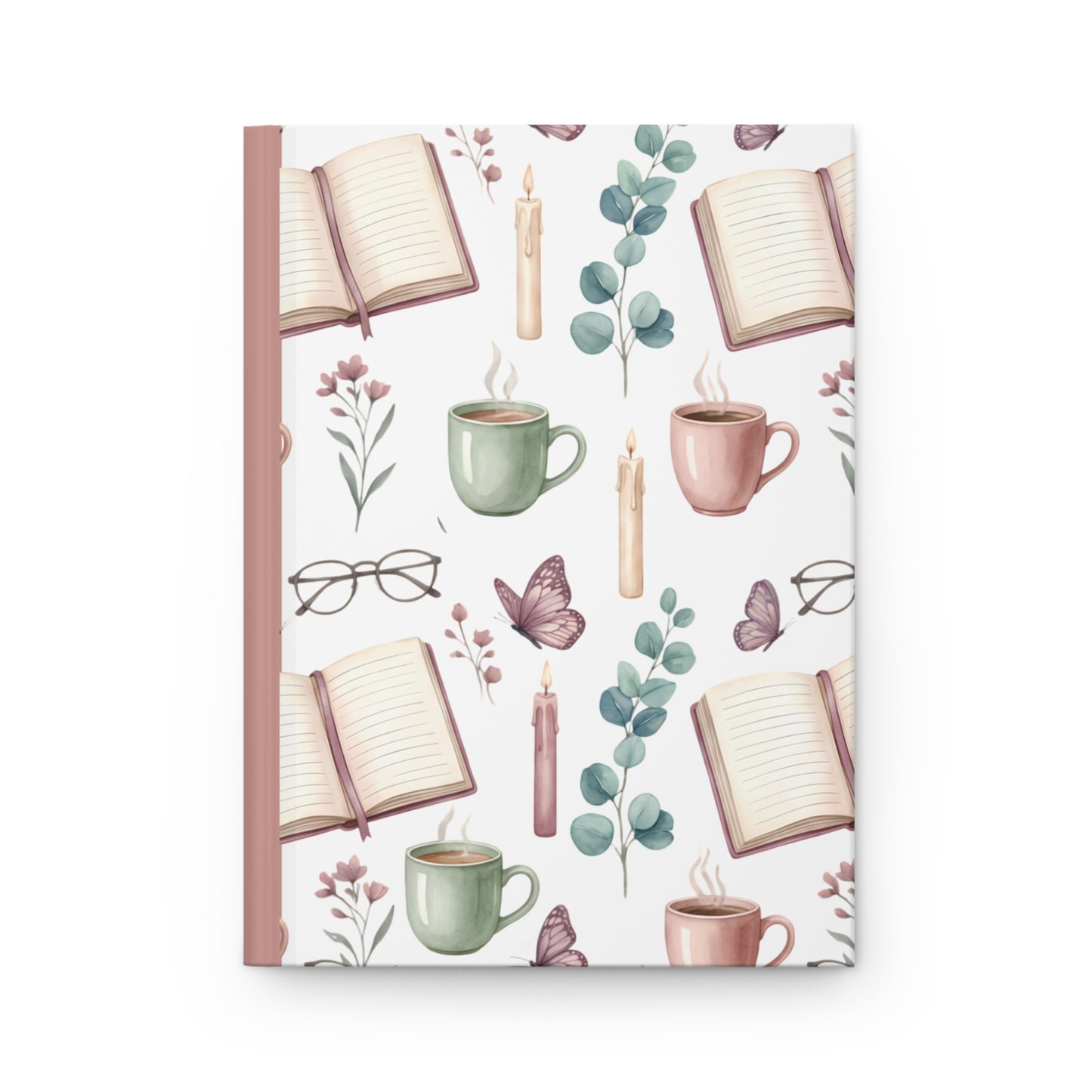 Hardcover Journal — Cozy Reading & Tea Pattern Notebook