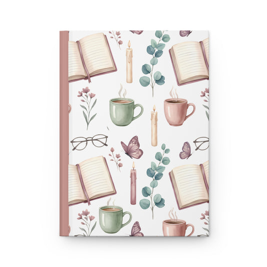 Hardcover Journal — Cozy Reading & Tea Pattern Notebook