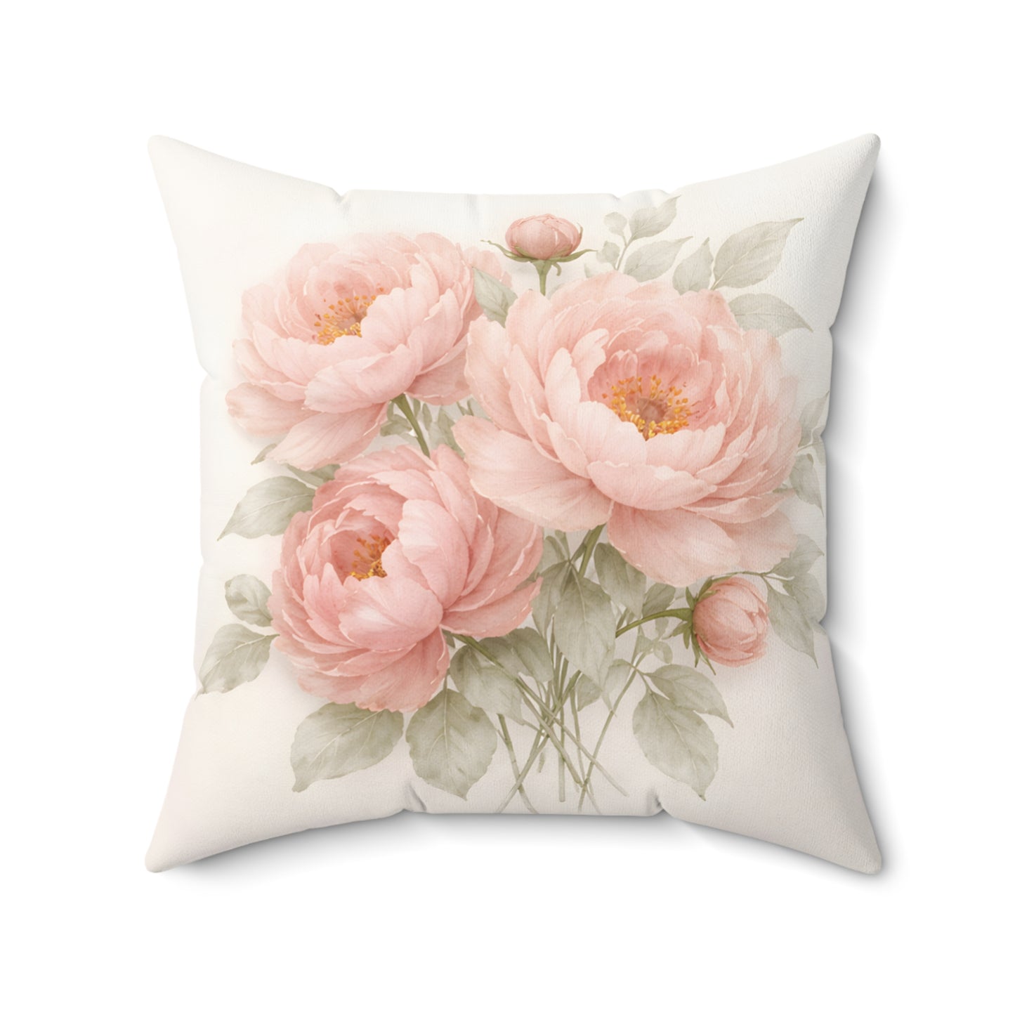 Peony Bouquet Throw Pillow — Soft Pink Floral Decorative Cushion