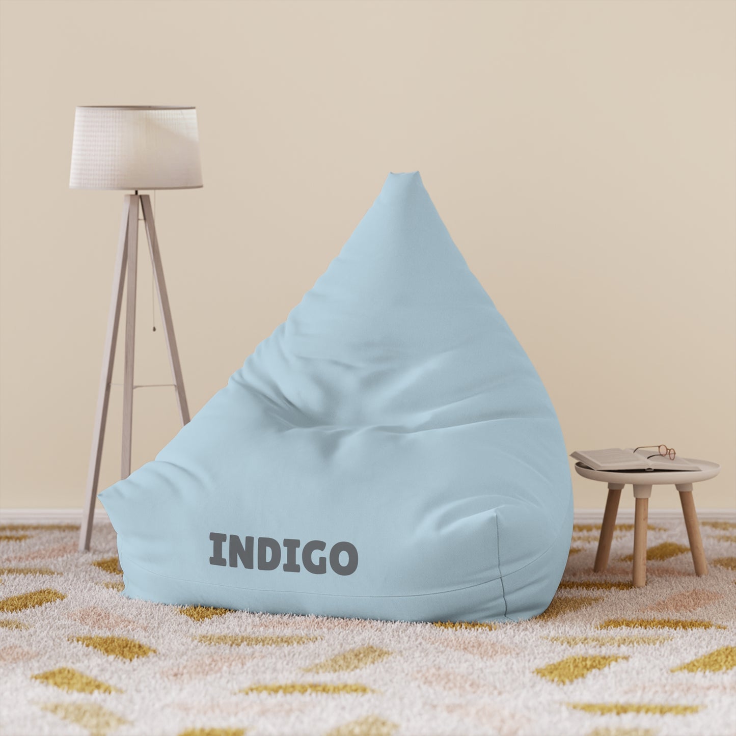 Personalized "Indigo" Bean Bag Chair Cover – Soft Powder Blue Indoor Lounge Cover