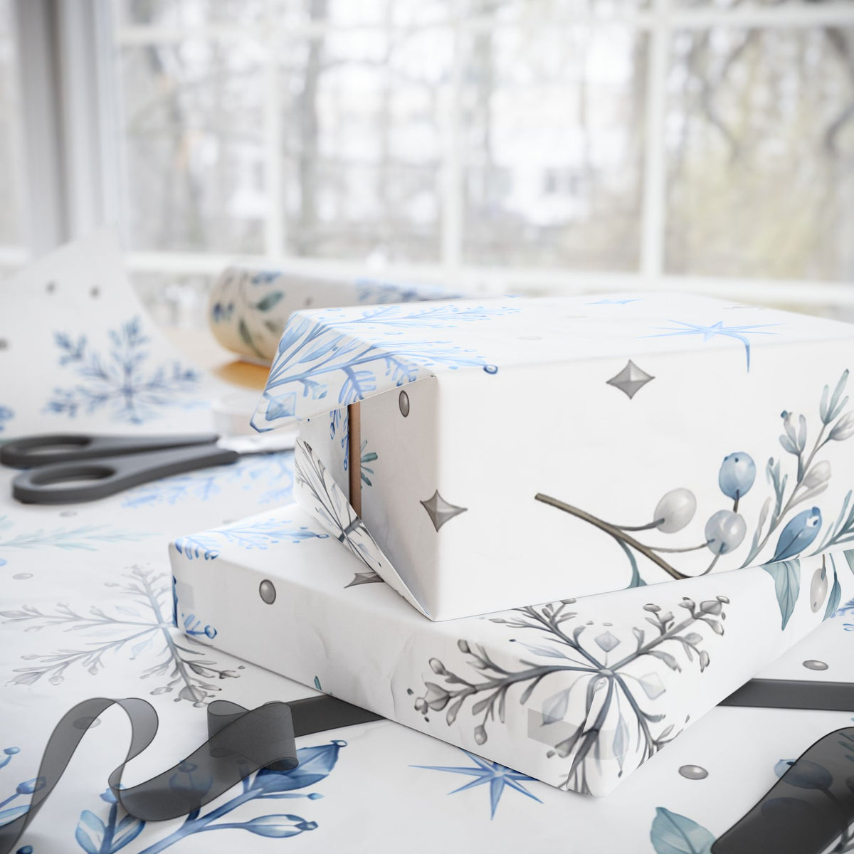 Blue Snowflake Wrapping Paper