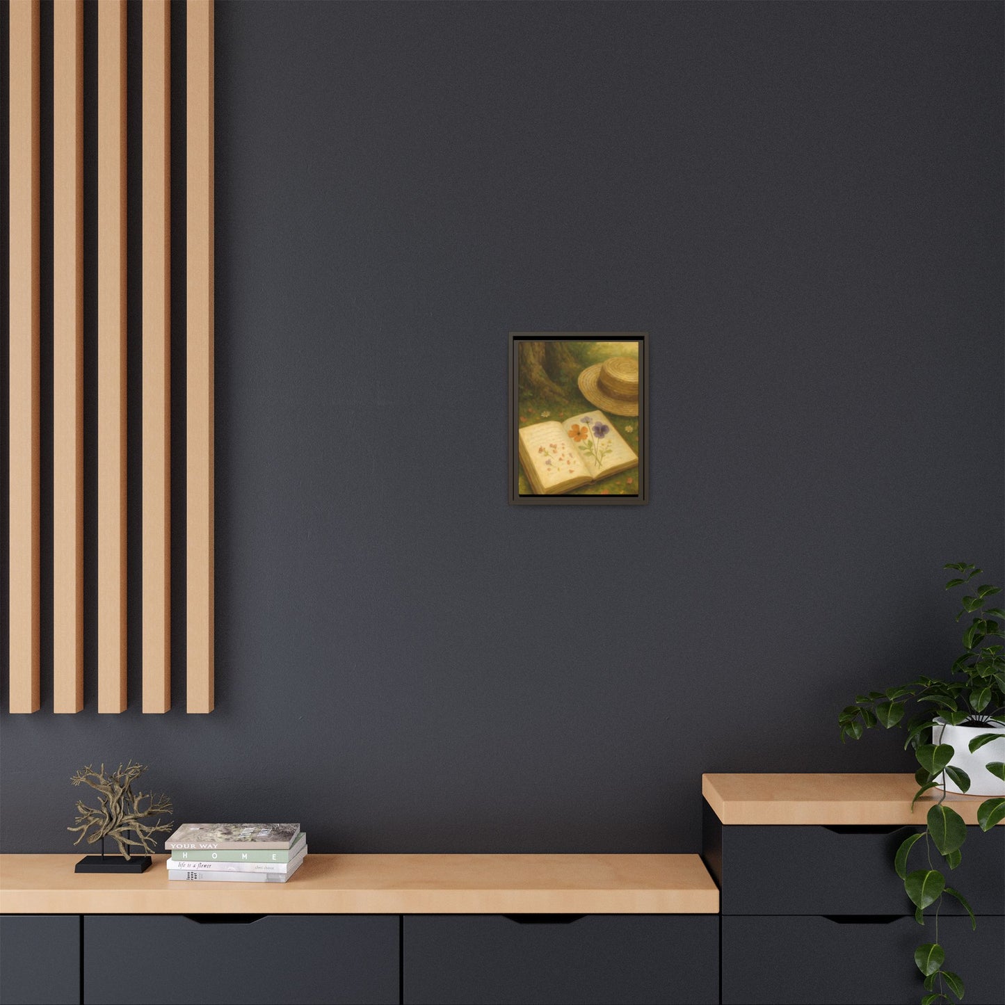 Pressed Flowers in the Shade – Framed Matte Canvas Nature Scene