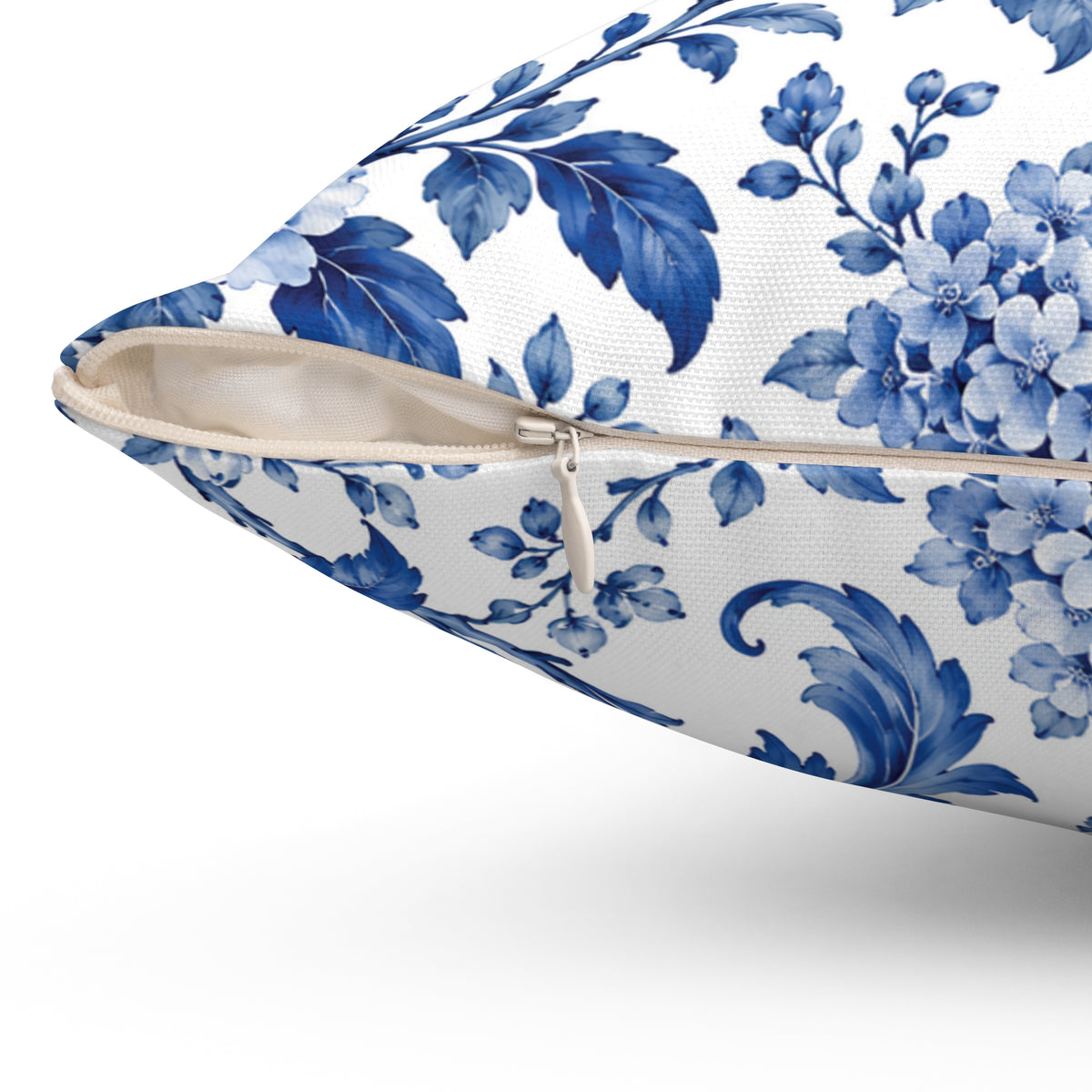 Blue Floral Toile Decorative Pillow