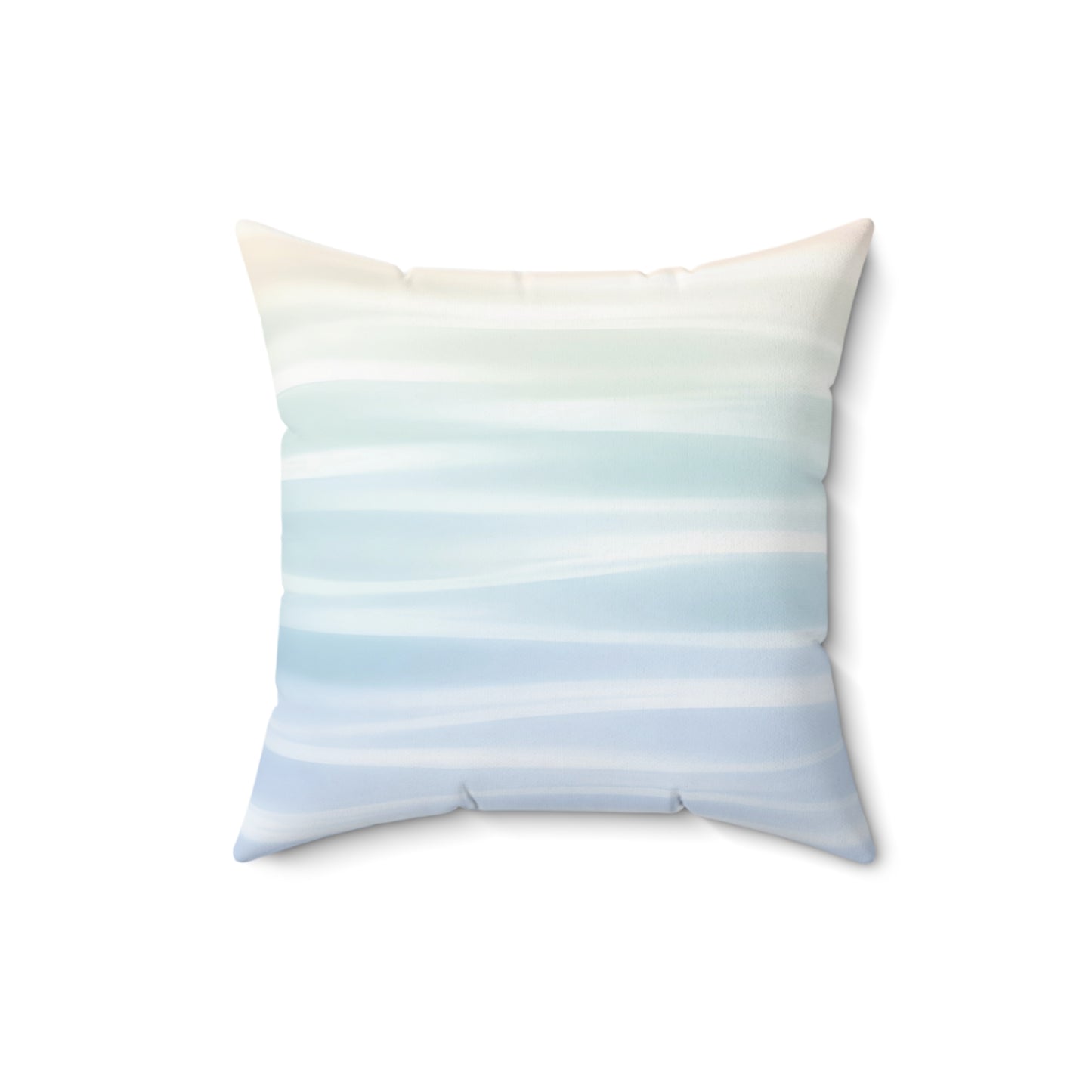 Coastal Watercolor Stripe Pillow — Soft Blue Ombre Decorative Throw Pillow