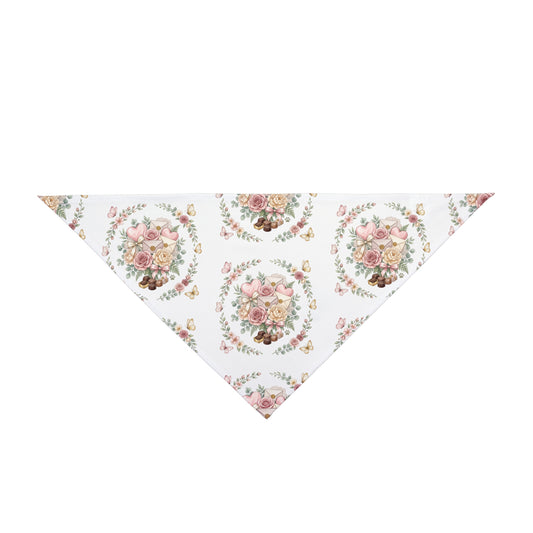 Romantic Floral Pet Bandana – Watercolor Dog Bandana – Vintage Rose Pet Scarf – Elegant Dog Bandana