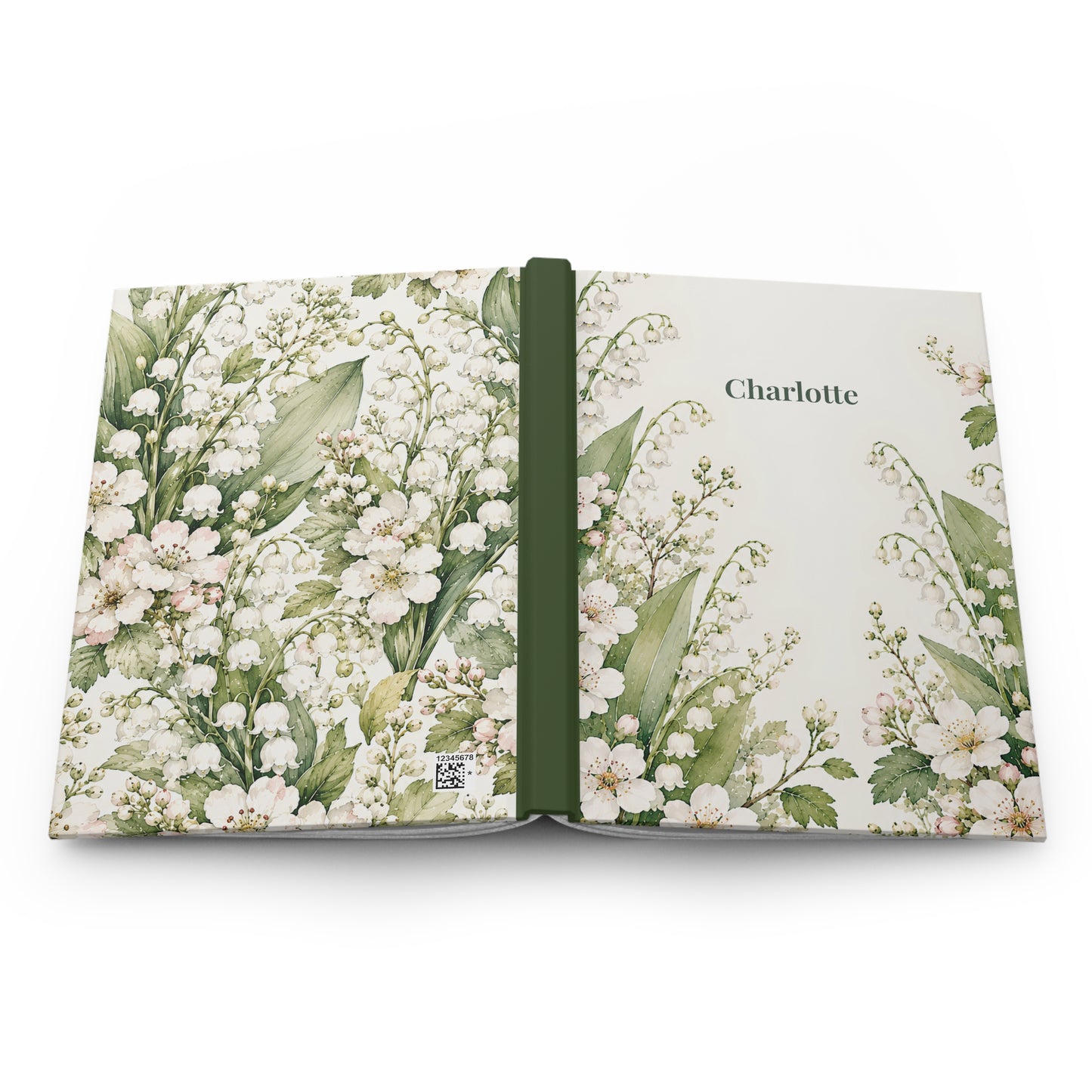 Personalized Lily of the Valley Hardcover Journal — Floral Name Notebook (Charlotte)