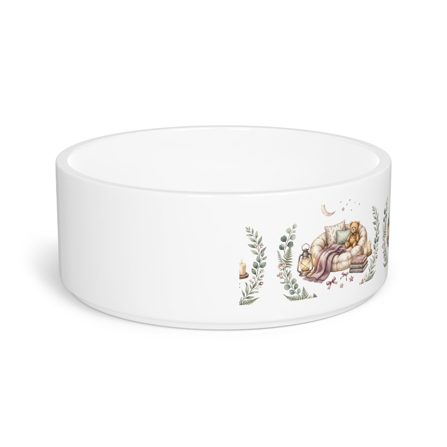 Ceramic Pet Bowl — Cozy Floral Design