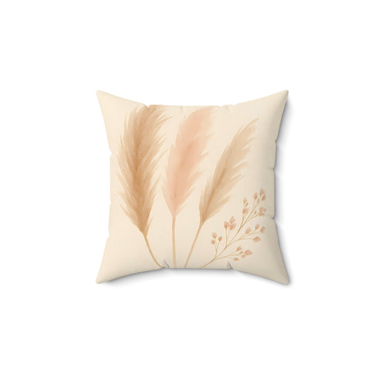 Neutral Pampas Grass Throw Pillow - Minimalist Boho Decorative Cushion with Double-Sided Print