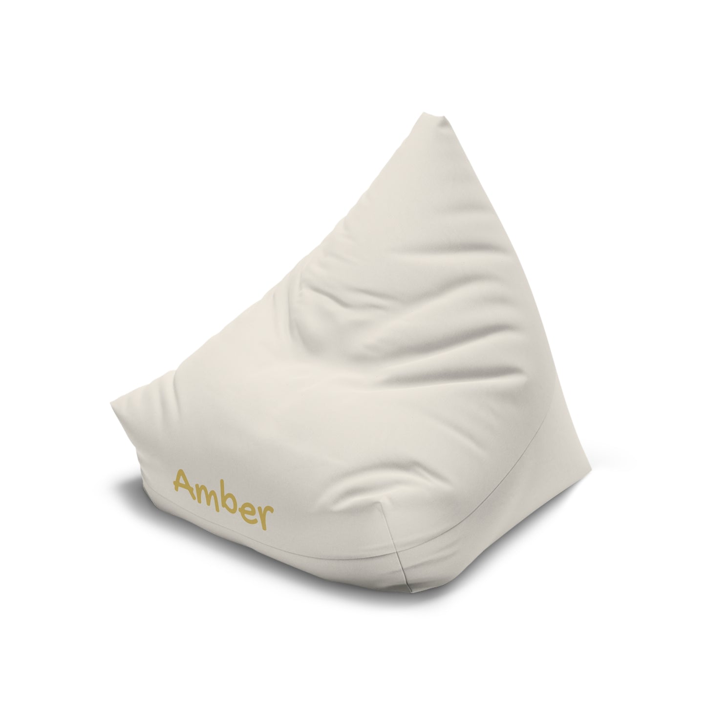 Personalized Cream Bean Bag Cover – Custom Name "Amber" Accent