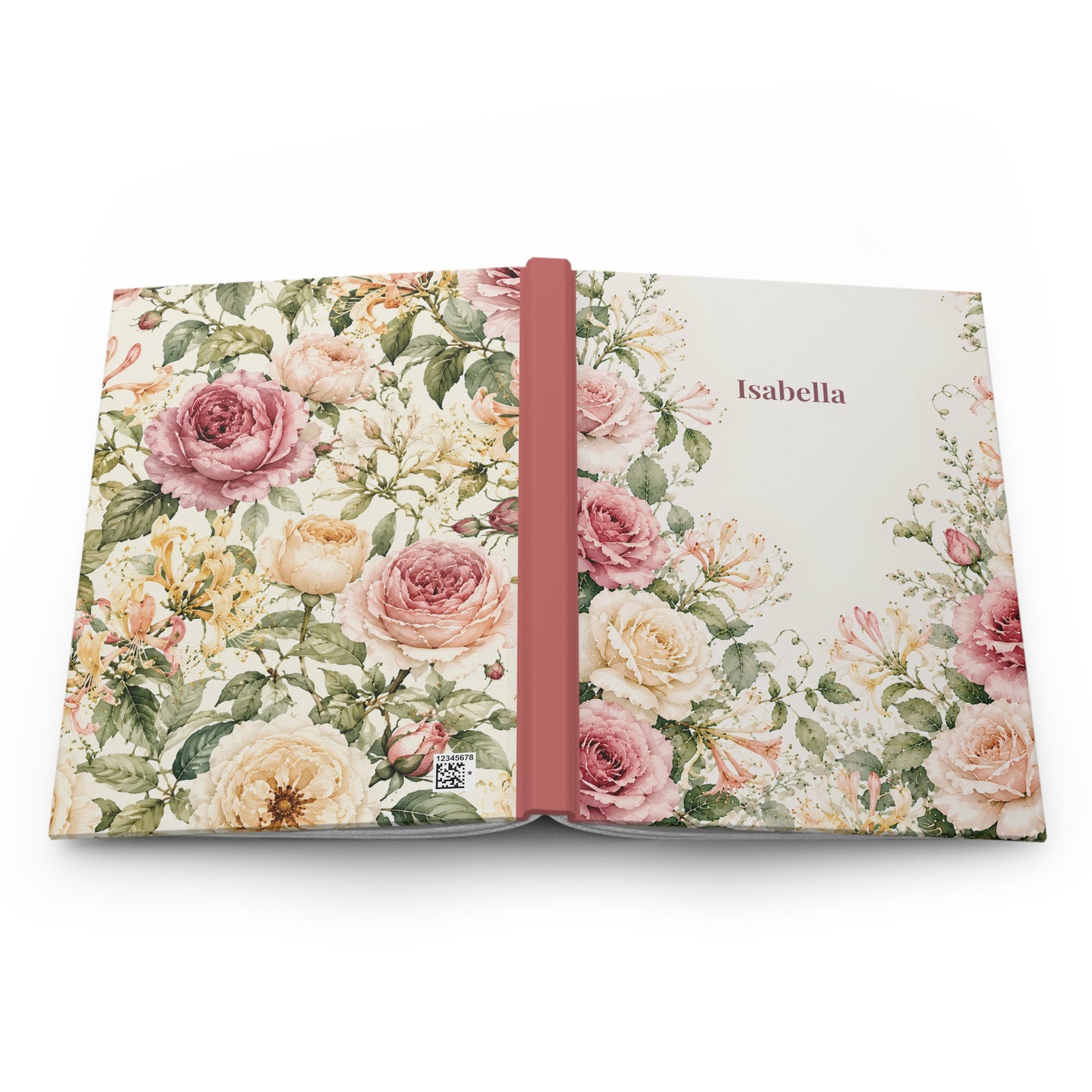 Floral Personalized Hardcover Journal — "Isabella" Rose Garden Notebook