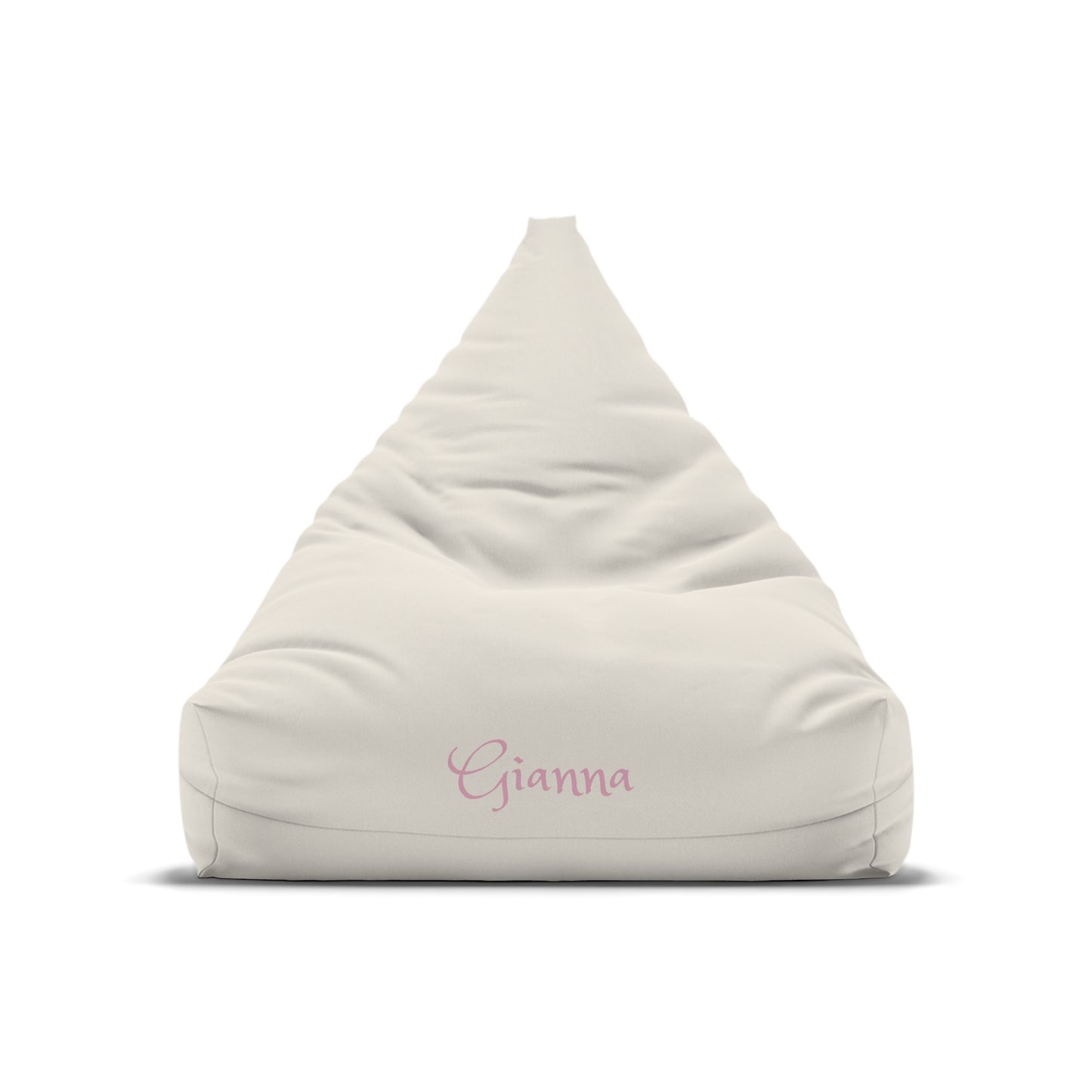 Personalized Bean Bag Cover – Cream with Pink Script Name (Gianna)