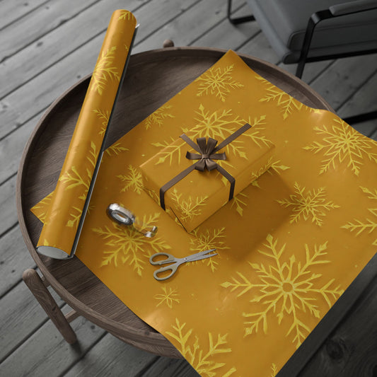 Golden Snowflake Wrapping Paper – Luxurious Holiday Gift Wrap