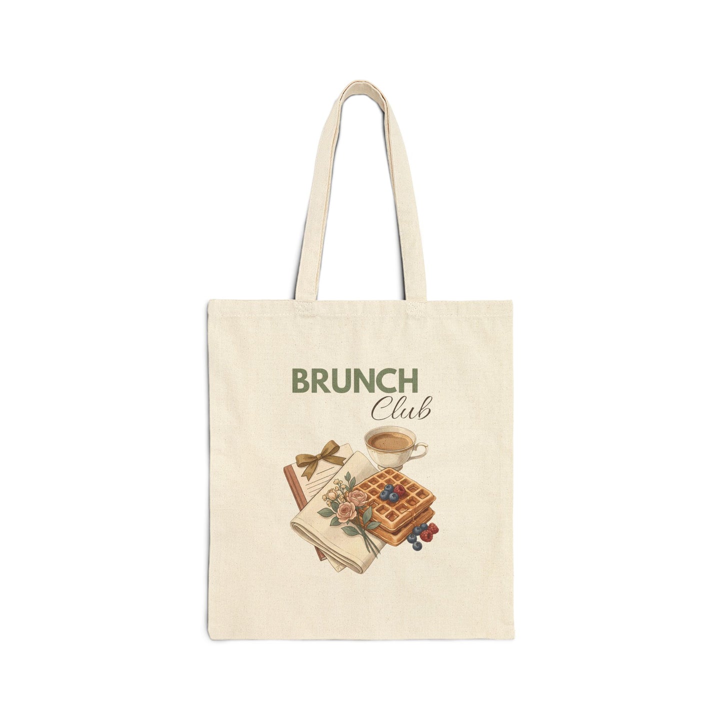 Brunch Club Canvas Tote — Illustrated Waffle & Coffee Market Bag