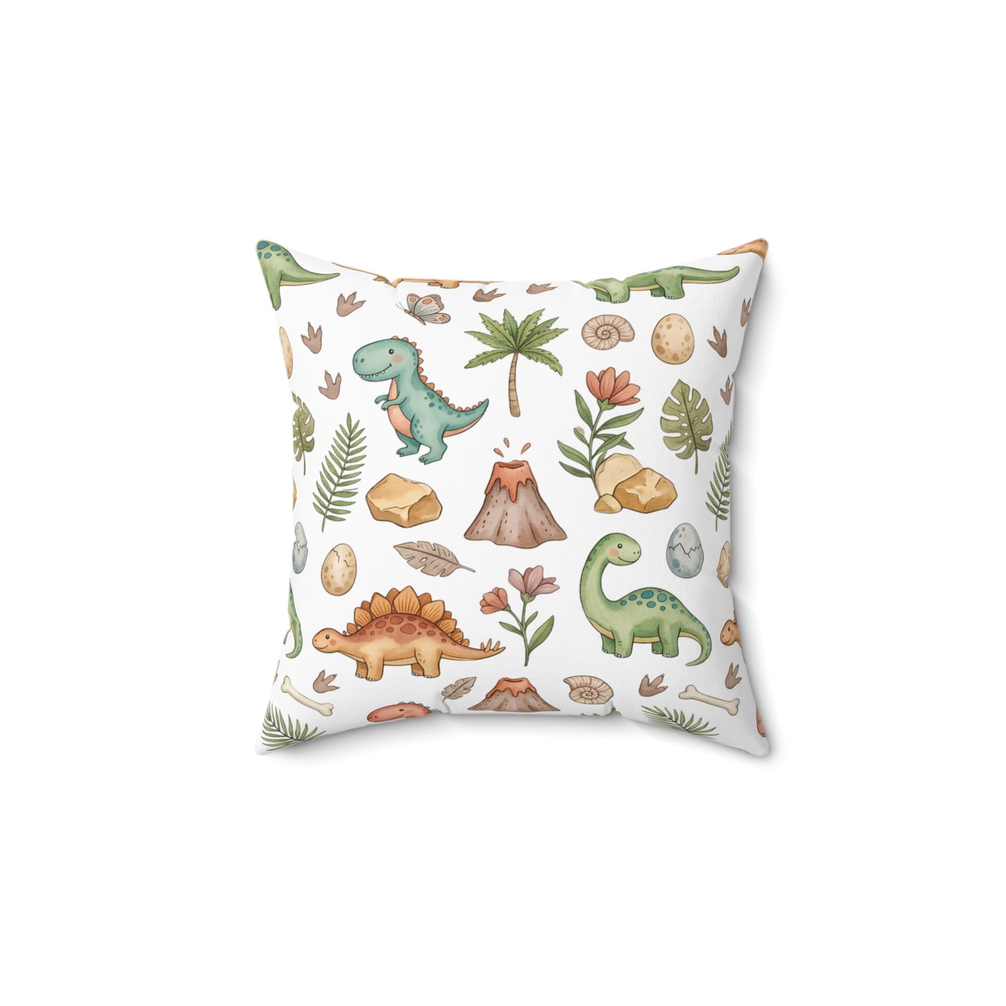 Dinosaur Pattern Spun Polyester Pillow — Cute Nursery Dino Throw Pillow