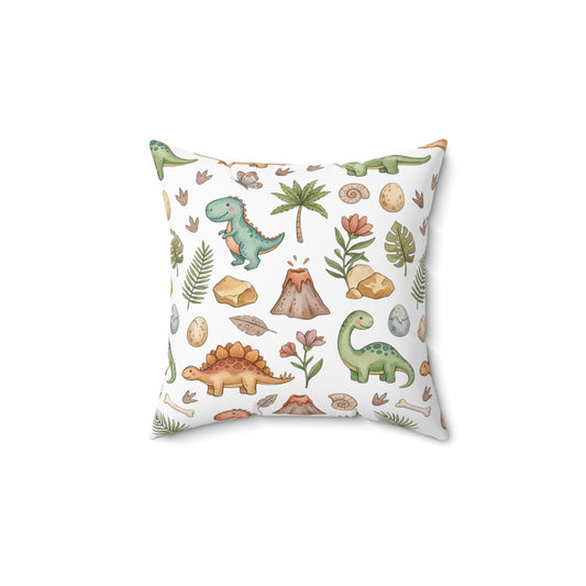 Dinosaur Pattern Spun Polyester Pillow — Cute Nursery Dino Throw Pillow