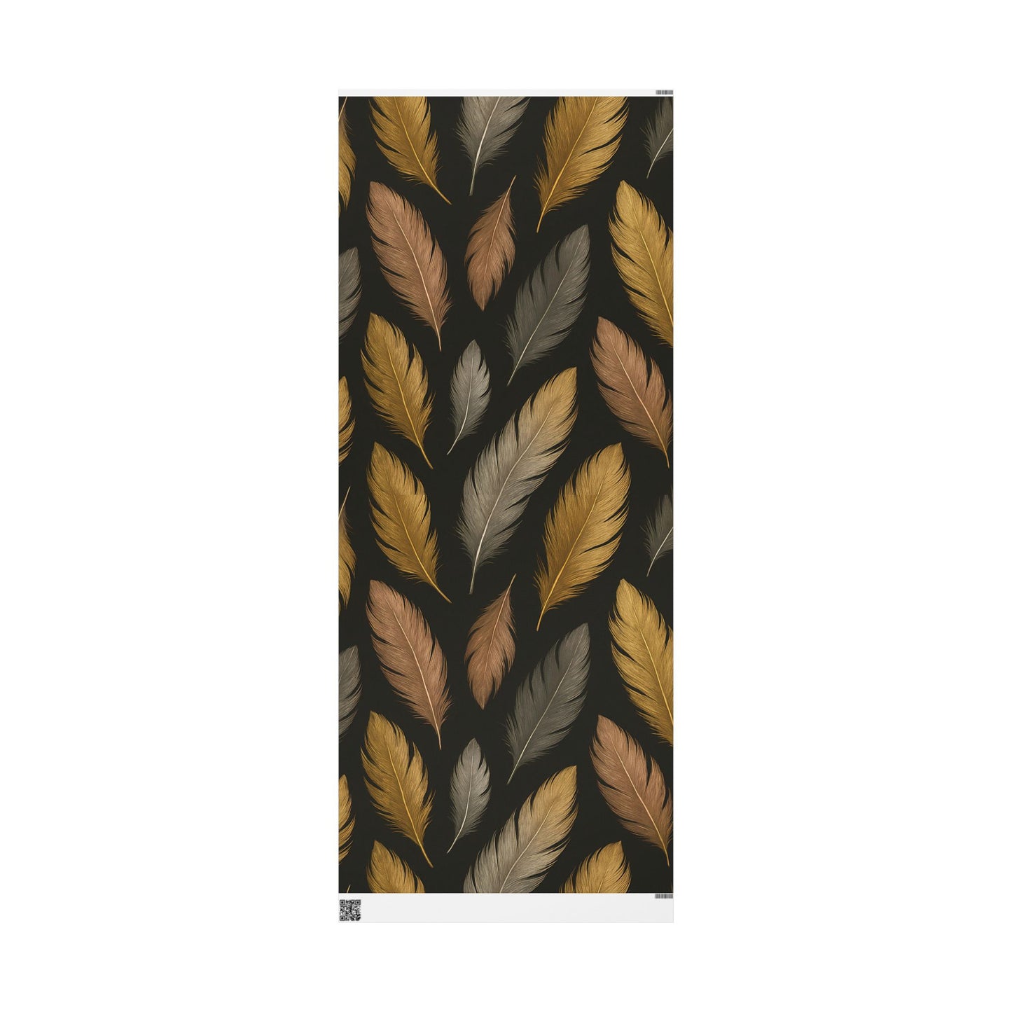 Luxury Feather Print Wrapping Paper – Metallic Gold, Bronze & Silver Design
