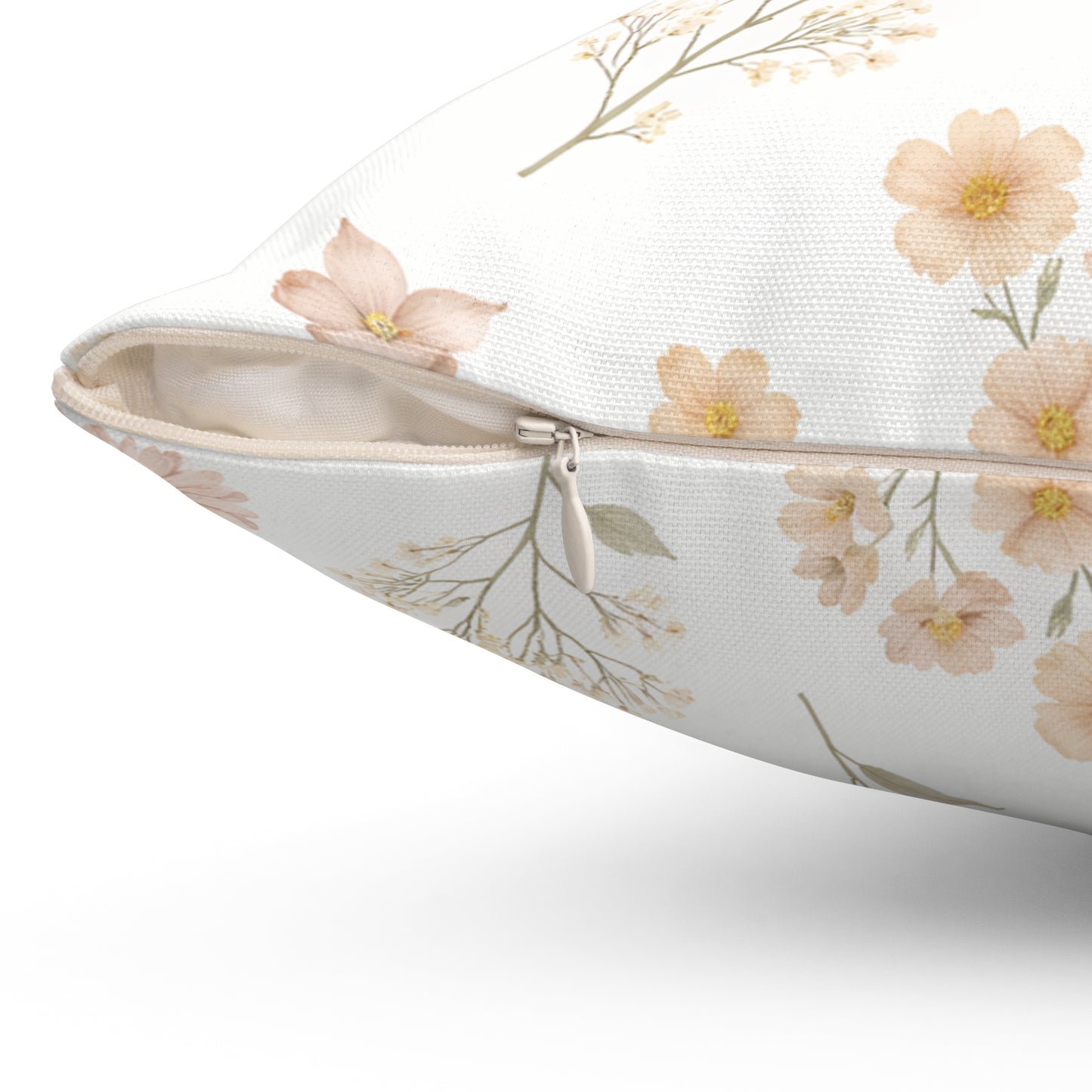 Dainty Wildflower Square Pillow — Pastel Floral Decorative Cushion