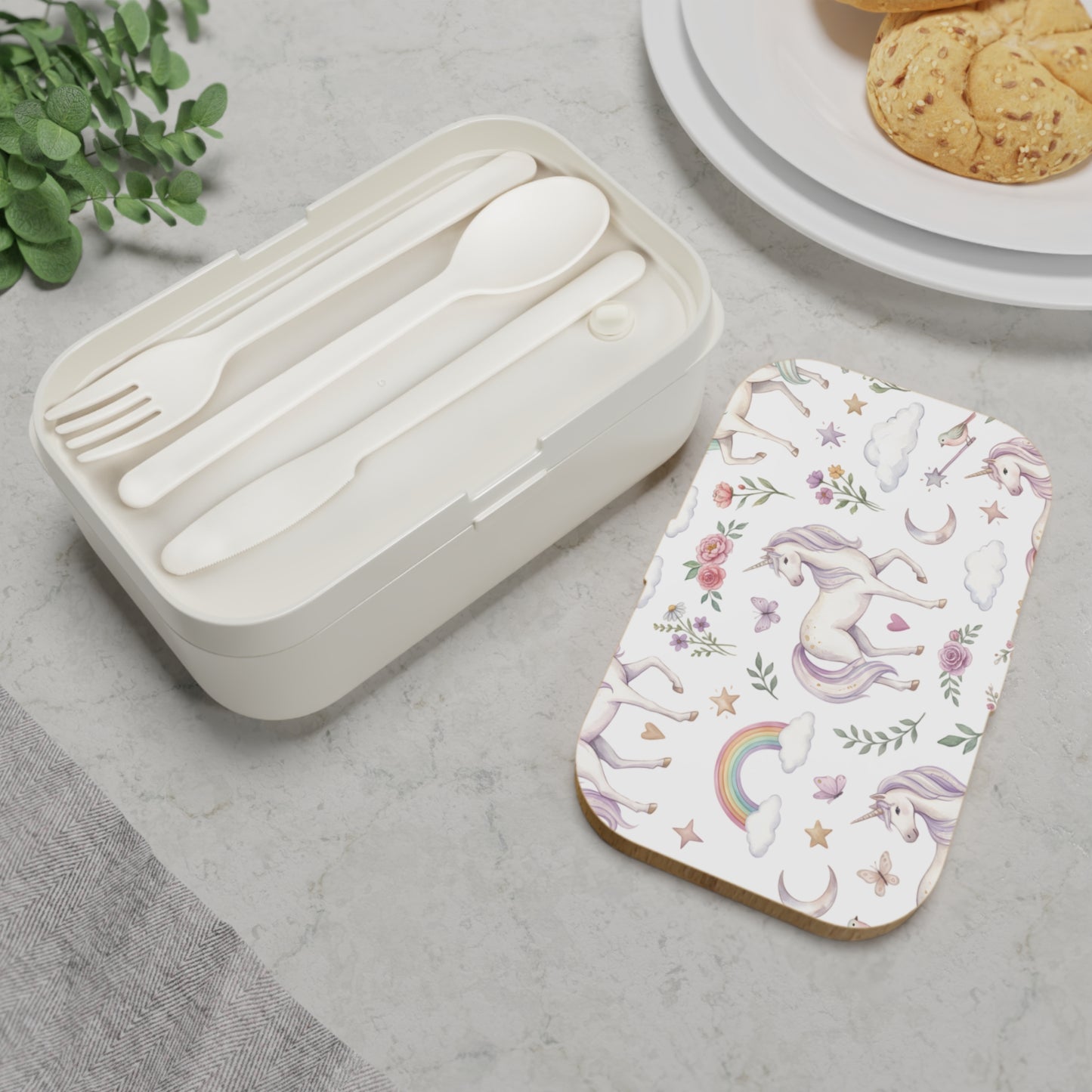 Unicorn Rainbow Bento Lunch Box — Cute Floral Kids Meal Box
