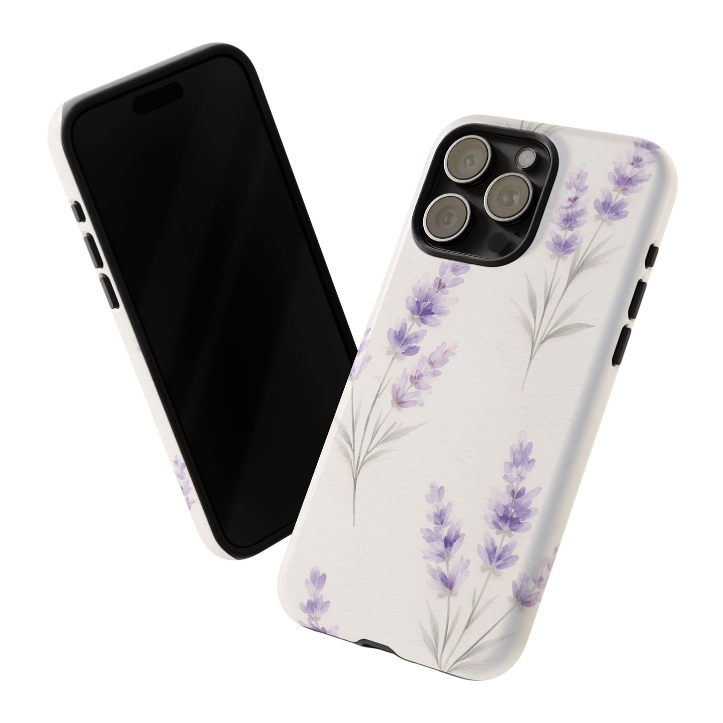 Lavender Floral Phone Case — Protective Tough Case with Purple Botanical Print