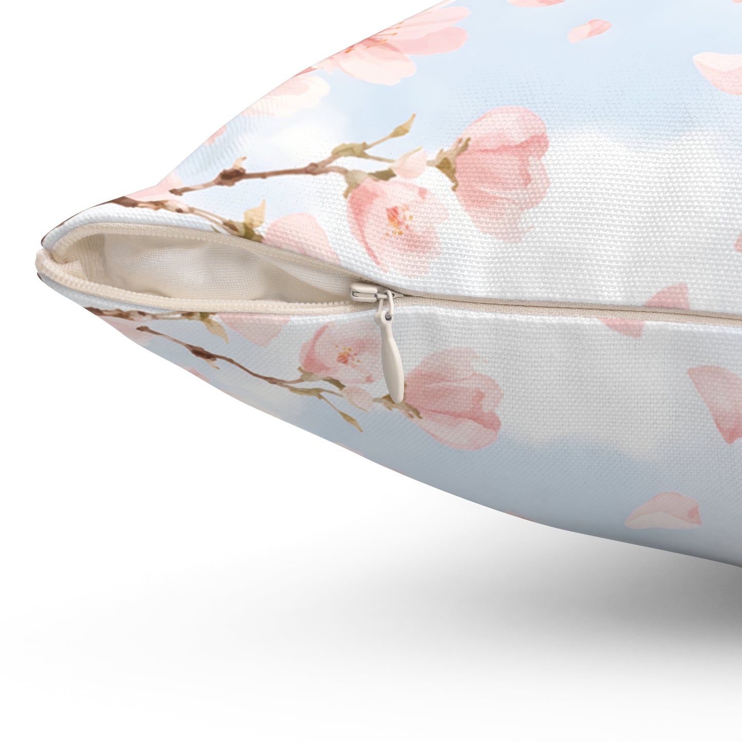 Cherry Blossom Square Pillow – Pastel Floral Decorative Throw Pillow