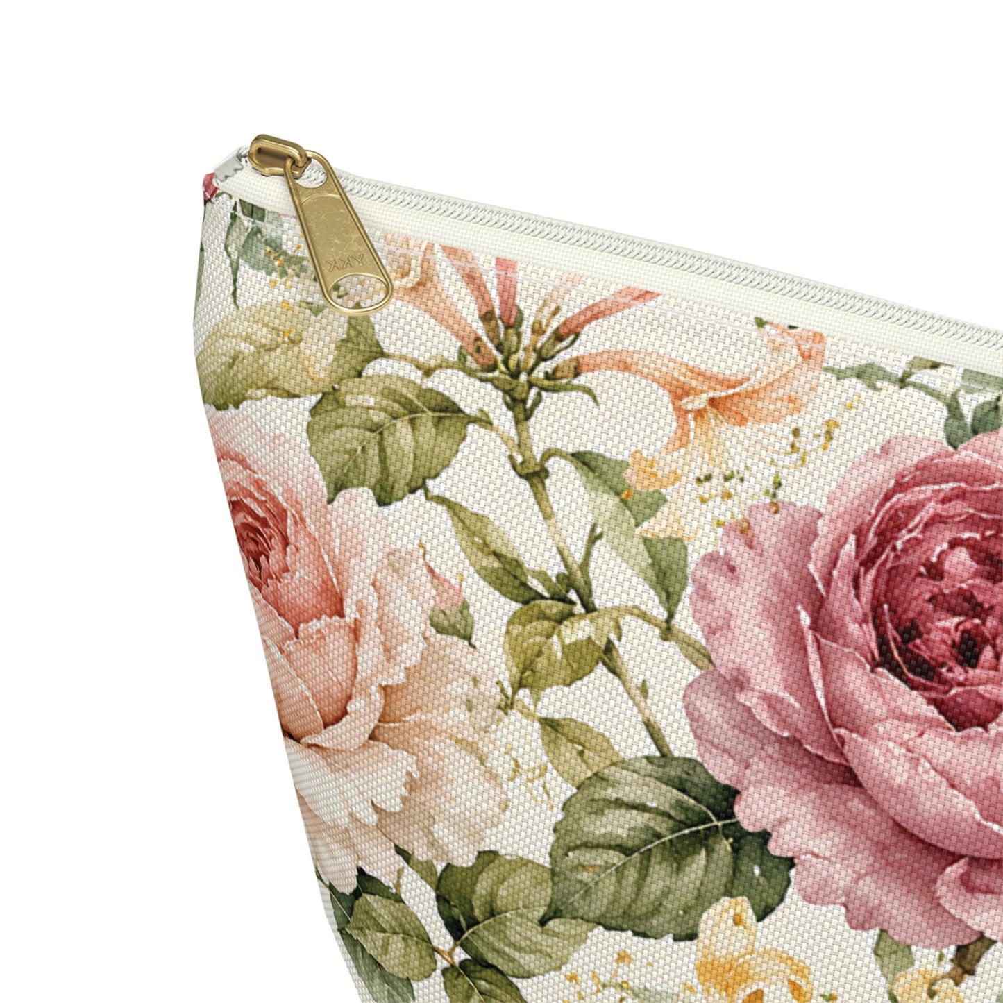 Floral Rose Accessory Pouch — Vintage Garden Makeup Bag