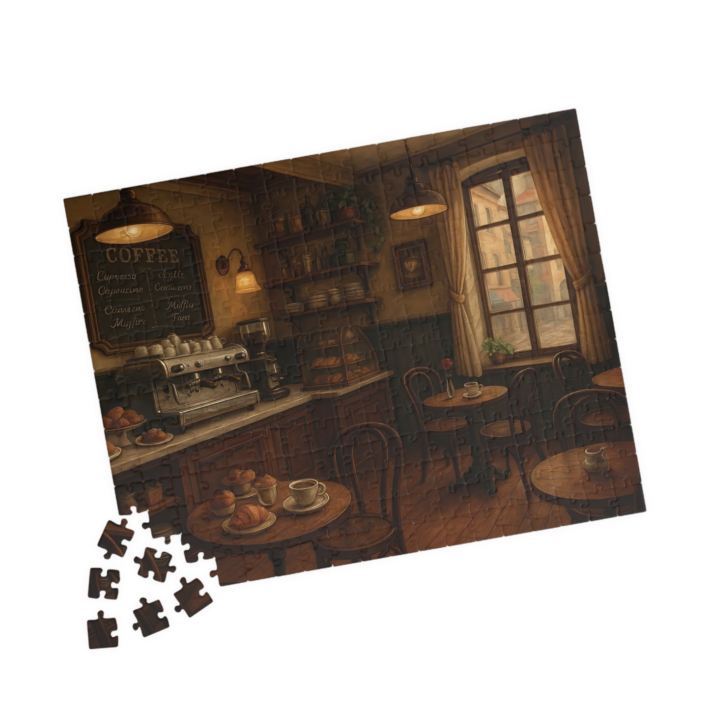 Cozy Parisian Café Jigsaw Puzzle – Coffee & Croissants