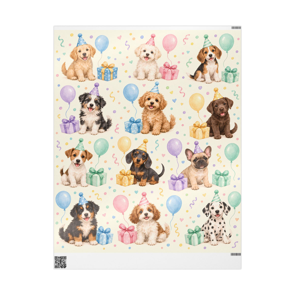 Dog Birthday Wrapping Paper — Cute Puppy Party Gift Wrap