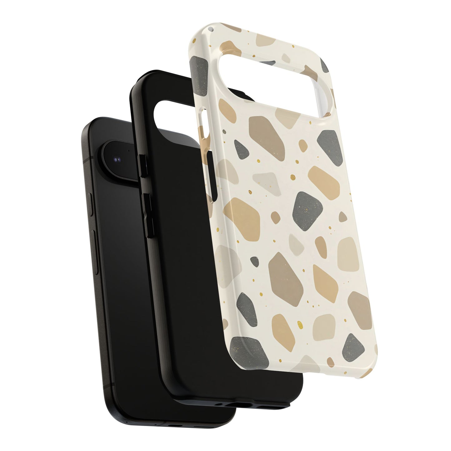 Neutral Terrazzo Pattern iPhone Case – Earthy Stone-Inspired Protective Cover