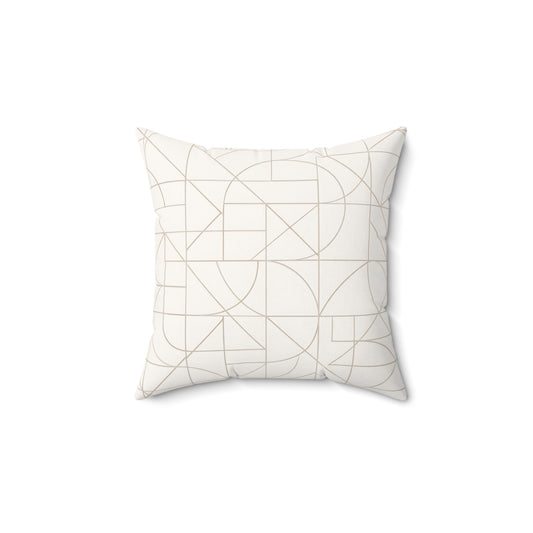Geometric Beige Pattern Pillow — Modern Minimalist Decorative Throw Pillow