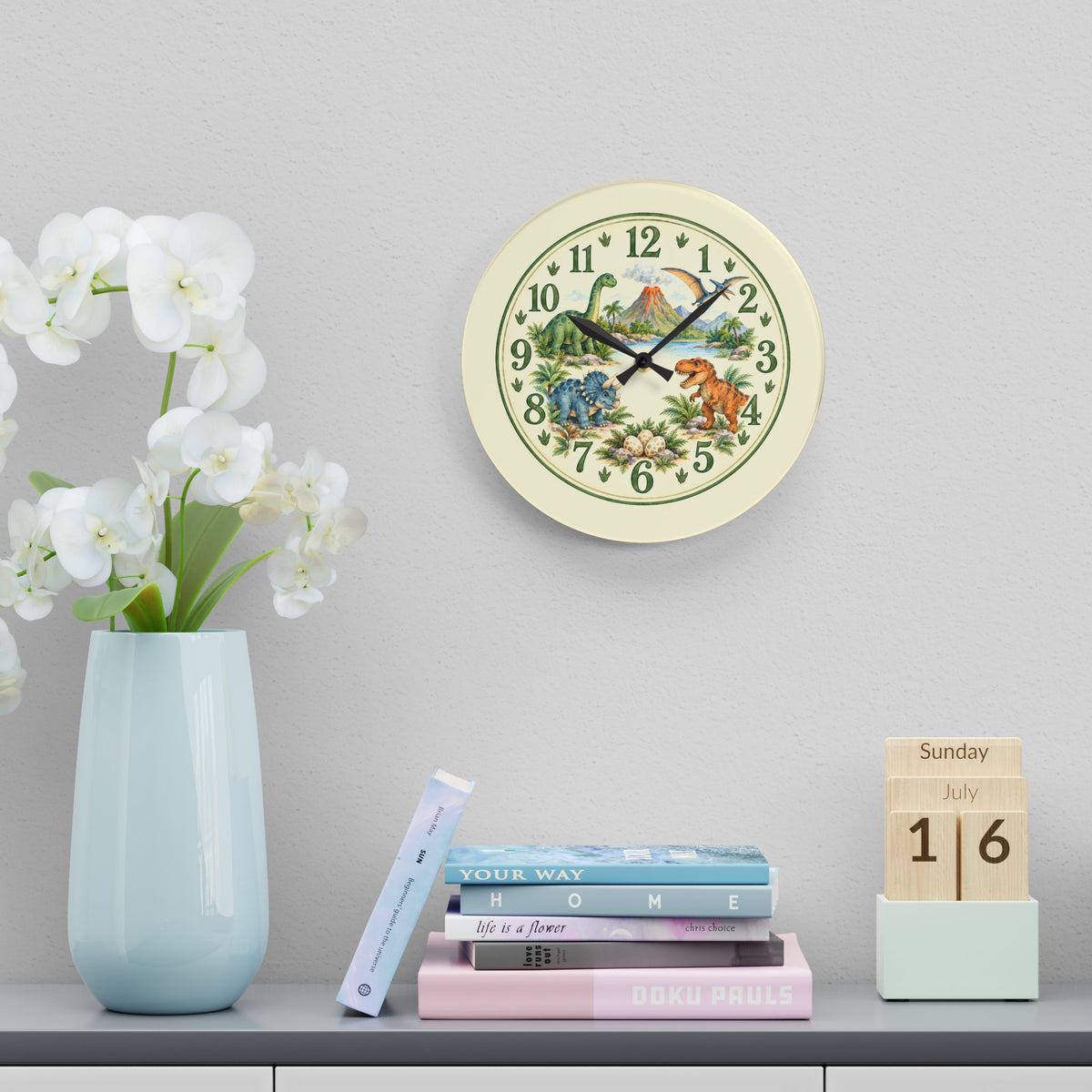 Dinosaur Nature Scene Acrylic Wall Clock