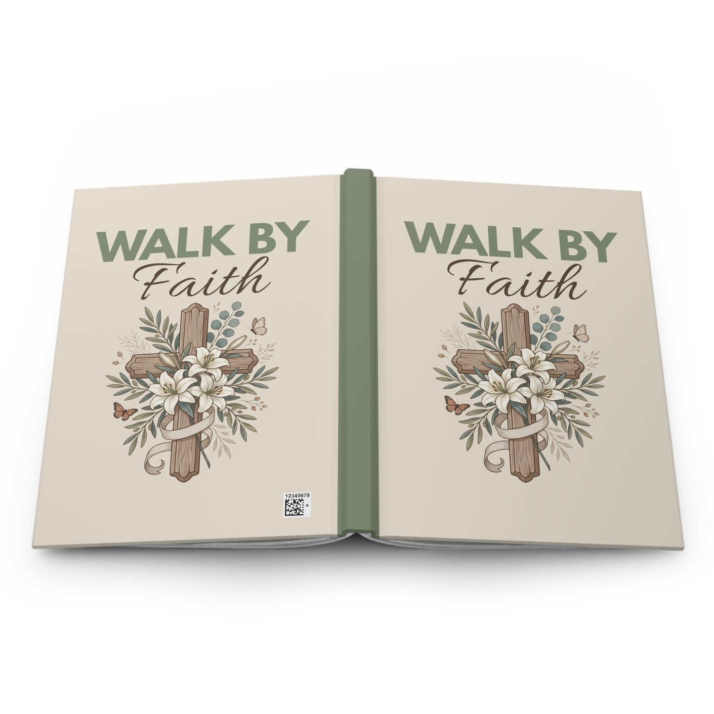 Walk By Faith Hardcover Journal — Christian Inspirational Notebook with Cross & Floral Design