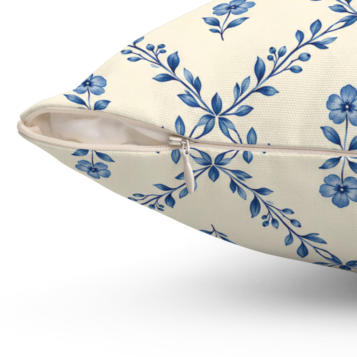 Blue Floral Lattice Decorative Pillow