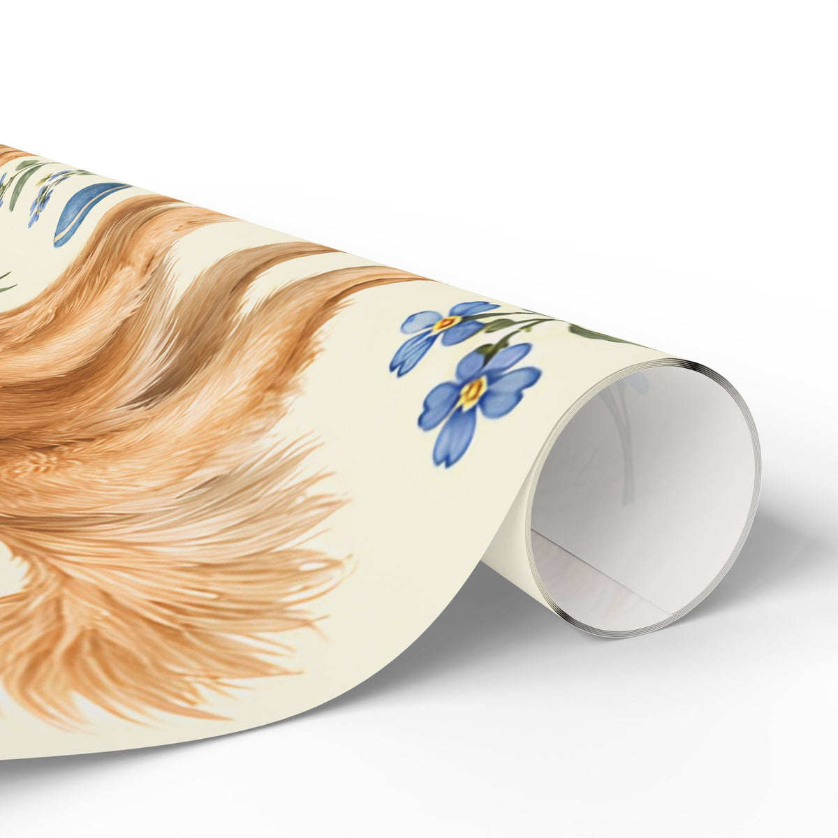 Dog Floral Wrapping Paper — Golden Retriever Gift Wrap (Floral Pattern)