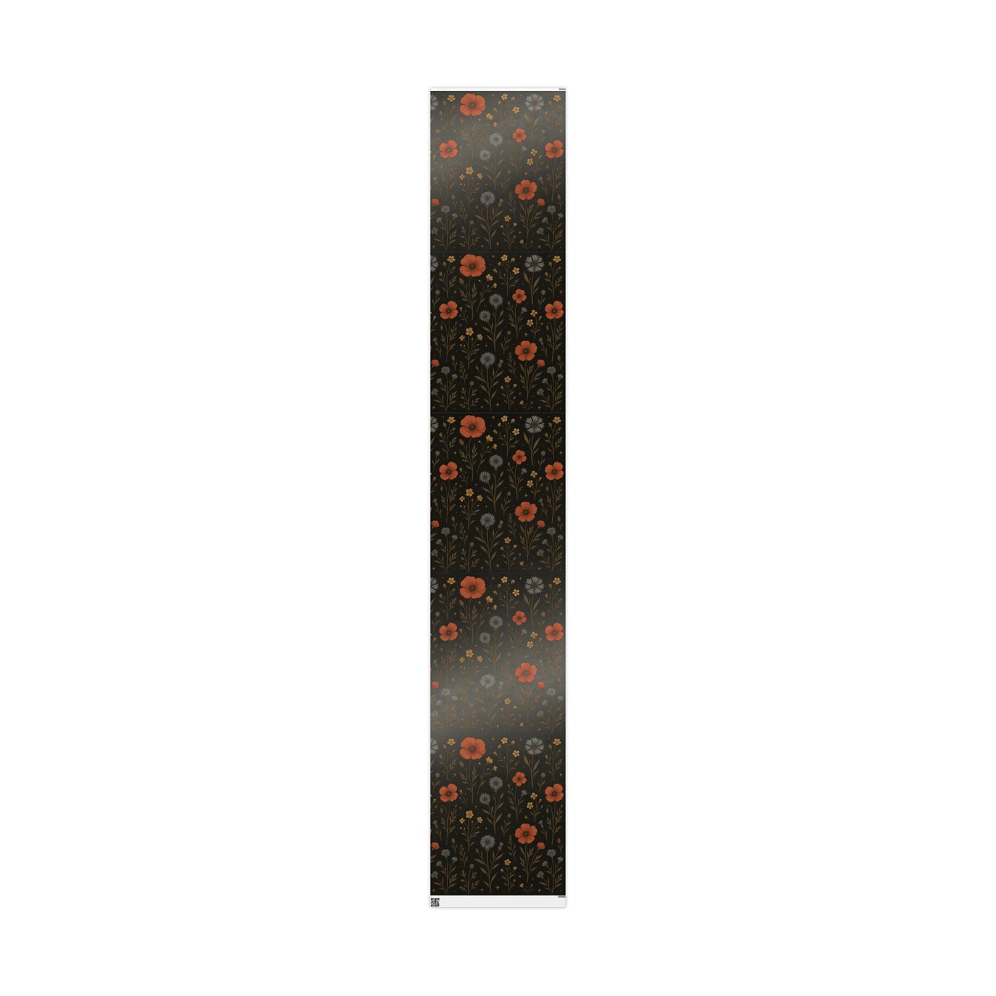 Moody Wildflower Wrapping Paper – Vintage Floral on Black Background