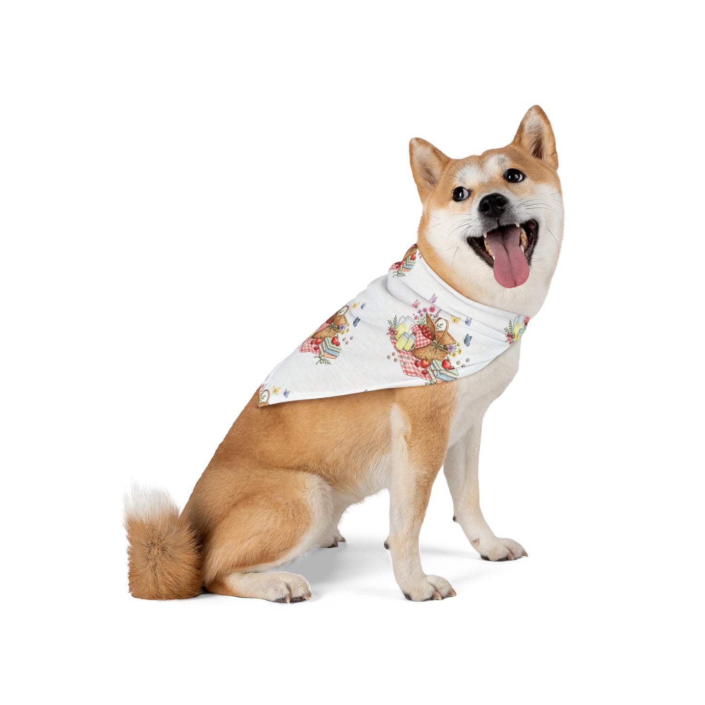 Picnic Pet Bandana – Summer Dog Bandana – Watercolor Picnic Pet Scarf – Cute Dog Bandana for Outdoor Adventures