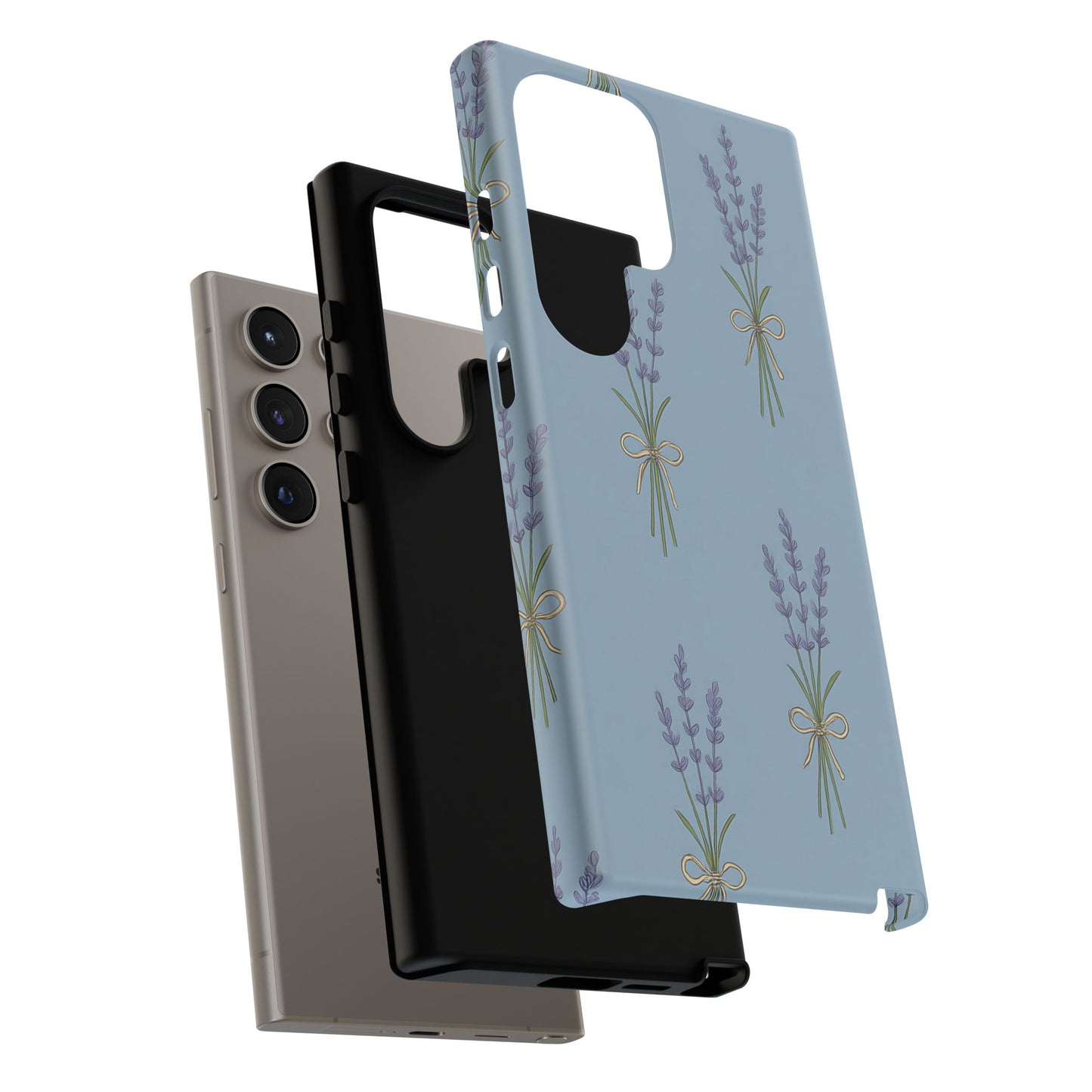 Lavender Bundle Phone Case – Blue Botanical Floral Print with 3D Wrap Design
