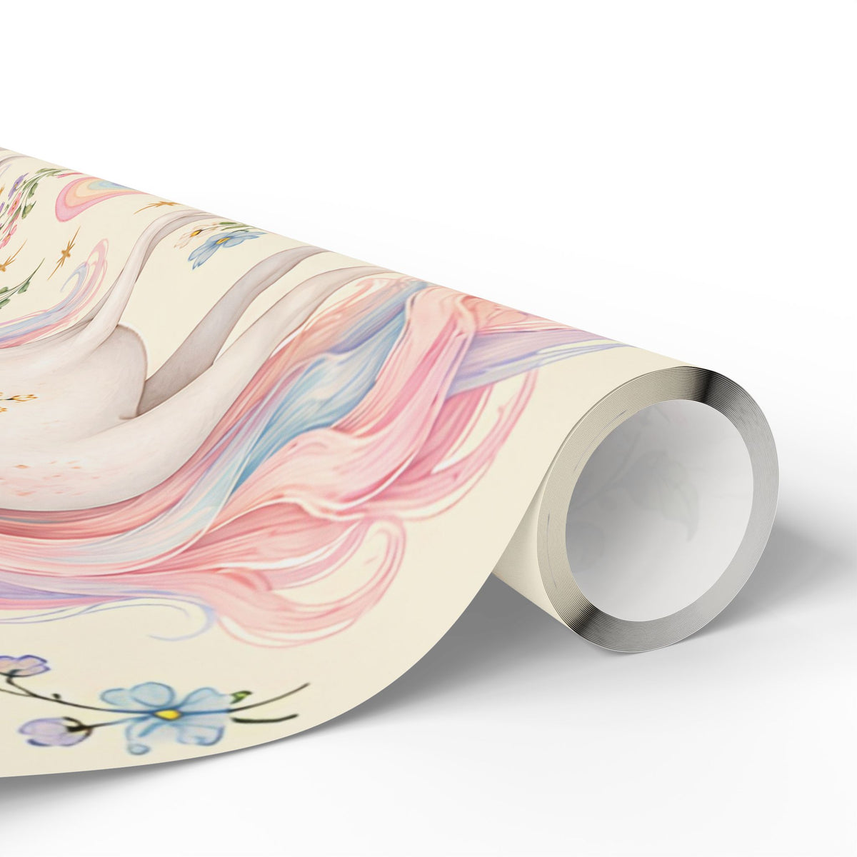 Unicorn Floral Wrapping Paper Roll — Pastel Rainbow Gift Wrap