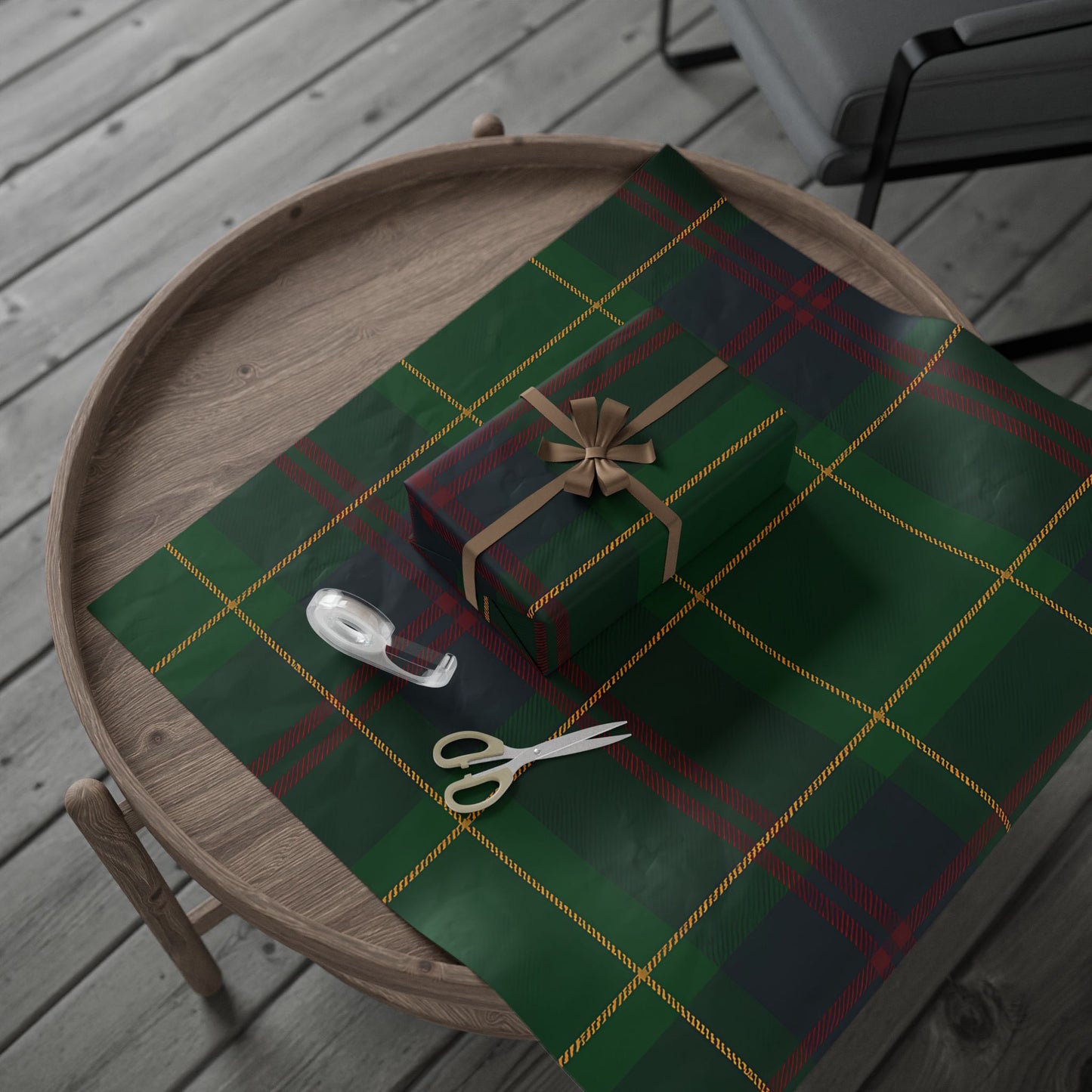 Classic Green Plaid Wrapping Paper – Tartan Check Gift Wrap in Glossy or Matte Finish