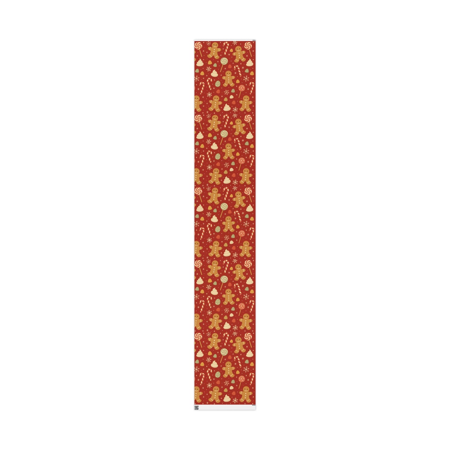 Gingerbread Christmas Wrapping Paper – Candy Canes, Gumdrops & Snowflakes on Red